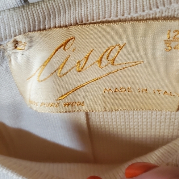 Cisa Vintage 100% pure Wool Made in Italy Polka Dot Long Sleeve Sz 12/34 Sweater - Picture 5 of 10